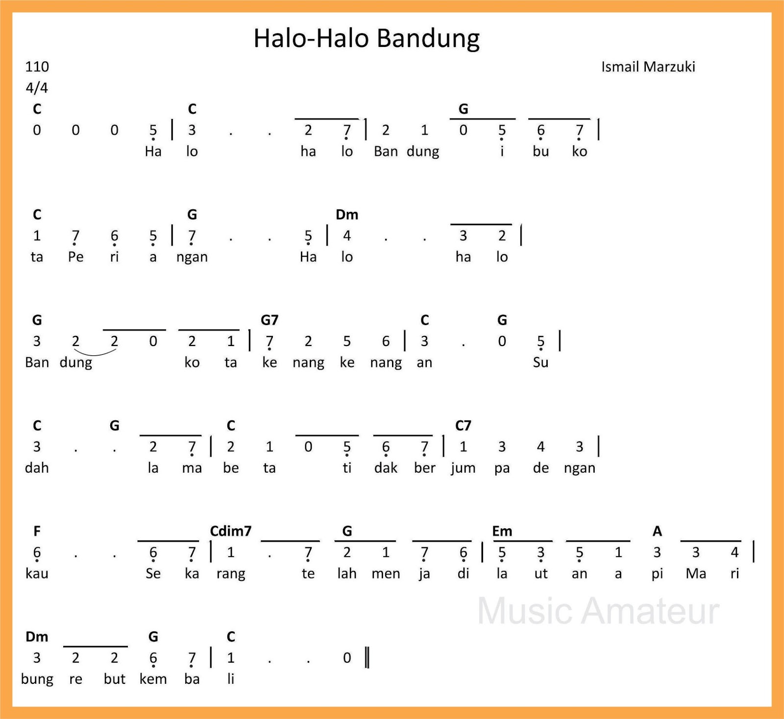 Not Lagu Halo Halo Bandung
